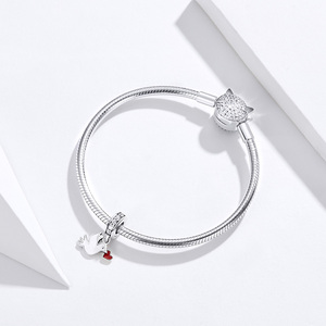 Pingente de Pomba Branca para Amante Mensagem de Amor Charme Compatível com Pulseira de Prata Original 925 Bijoux SCC1227 - Product Image 4