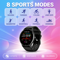 Reloj Inteligente con Pantalla Táctil HD de 1.28 Pulgadas, Monitor de Ritmo Cardíaco, Monitor de Presión Arterial, IP67, Reloj Inteligente con Llamadas
