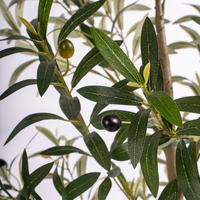 Künstlicher Olivenbaum 180cm mit Früchten zum Fabrikpreis, Premium Schwarzer Topf, UV-Beständig für den Garten