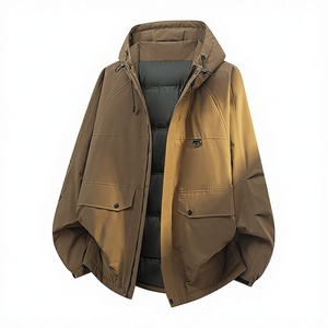 Chaqueta Blusón de Invierno para Hombre, Talla Grande, Diseño Moderno con Patrón de Puntos, Cortavientos, con Capucha, 100% Poliéster, Estilo Normcore/Minimalista - Product Image 2