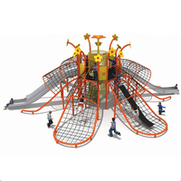 Équipement de jeu extérieur en plastique et métal, série de planches en PE, ensemble de jeu multifonctionnel pour enfants avec échelle, parcours de cordes, filet d'escalade et tunnel