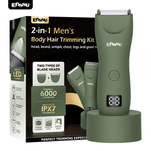 Kit de toilettage professionnel pour hommes : tondeuse pour barbe, corps et zones intimes, étanche - Product Image 1