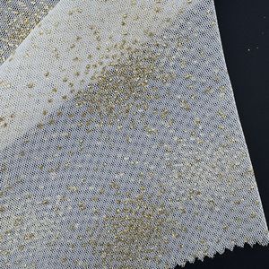 Vente en gros de tissu en maille <span class=keywords><strong>d</strong></span>élicate de tulle à paillettes polyester doré imprimé pour robe de mariée tissu à paillettes en dentelle - Product Image 2