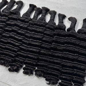 Human Hair Bulk <b>Deep</b> <b>Wave</b> No Weft Natural Black Full Texture Hair For Bohemian Braids And <b>Wig</b> Making - Product Image 3