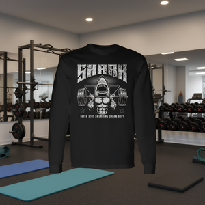 T-shirt à manches longues Fitness Shark Gym Life Never Stop Swimming Dream Body - Product Image 3