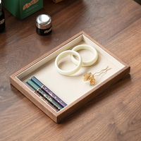 Plateau à bijoux en bois de noyer noir, doublé de velours, empilable, organisateur pour bagues, boucles d'oreilles, colliers, bracelets, rangement multi-compartiments
