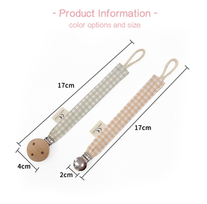 Cinta 100% de algodón para <span class=keywords><strong>chupete</strong></span> de bebé, cadena de algodón <span class=keywords><strong>y</strong></span> clips de madera de haya, Clip para <span class=keywords><strong>chupete</strong></span> masticable - Product Image 4