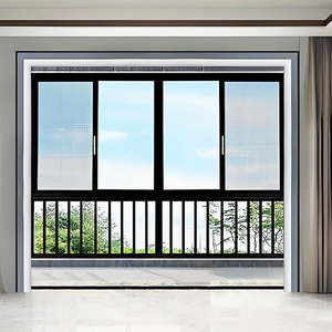 Fenêtre <span class=keywords><strong>coulissante</strong></span> en alliage d'aluminium avec moustiquaire pliante, fenêtre <span class=keywords><strong>coulissante</strong></span> <span class=keywords><strong>fixe</strong></span> vers le haut en PVC personnalisée, fenêtre en verre trempé en plastique - Product Image 5