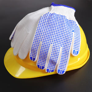 Guante punteado de algodón directo de fábrica Guantes de mano de trabajo antideslizantes Guantes punteados azules de construcción de soldadura - Product Image 1