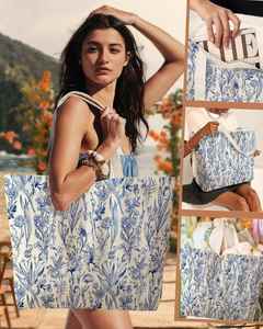 Grand sac fourre-tout à motif floral pour femmes - Toile esthétique et mignonne avec chaînes et broderie, fermeture éclair pour la gym, les voyages et le travail - Product Image 6