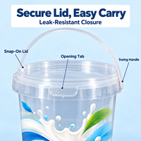 Seau en plastique hermétique de qualité alimentaire, emballage de lait, logo personnalisé, écologique, fourniture sur mesure, marque BOQUN, transparent blanc