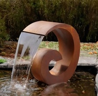 Fontaine d'eau en acier corten rustique personnalisée, grande fontaine d'eau en acier corten pour jardin