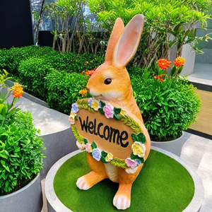 Ornement sculpté artistique en résine époxy, motif lapin mignon, pour décoration de jardin et de cour, artisanat transfrontalier - Product Image 4