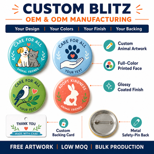 Pins Metálicos Personalizados de Bienestar Animal, Cuidado de Mascotas, Rescate, Pins Promocionales Circulares con Diseño de Esmalte Duro - Product Image 4