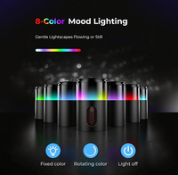 Diffuseur sans eau pour huiles essentielles : Mini diffuseur de parfum à piles pour la pièce, la maison et la voiture avec lumière LED 8 couleurs - Noir