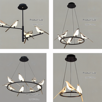 Lustre suspendu moderne et créatif à 6 oiseaux, lampe LED rotative ronde nordique pour la décoration intérieure, avec éclairage LED - Grande Vente