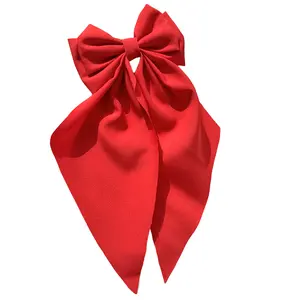 Girls Bow Knot Hair Clip Ribbon Silky Satin Hair Clips Long Tail Bows Girls Women Luxury Ponytail Hair Ties Accessories Hairpin