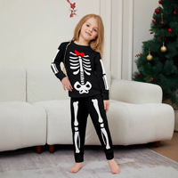 Tenues de Noël 2025 pour parents et enfants, pyjama familial en polyester avec imprimé lettre Père Noël, ensemble de pyjama unisexe contrasté