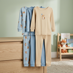 Conjunto de pijama informal transpirable de franela para niños pequeños, ropa de dormir de manga larga con estampado de dibujos animados, ropa de dormir para niños con cintura elástica a media cintura para otoño - Product Image 3