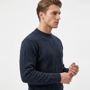 Pull-over en polyester épais et chaud pour homme, à motif géométrique, doublé polaire, idéal pour l'automne et les tenues décontractées des hommes d'âge mûr - Collection transfrontalière - Product Image 5