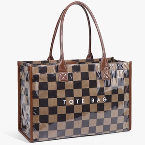 Sac fourre-tout rétro en PVC transparent avec fermeture Velcro, style décontracté et polyvalent, idéal pour les trajets quotidiens des femmes, simplicité urbaine. - Product Image 6