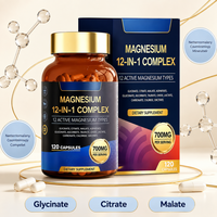 Stock rapide, marque privée, OEM : Complexe de magnésium élémentaire, complément de magnésium, capsules de magnésium complexe 12-en-1
