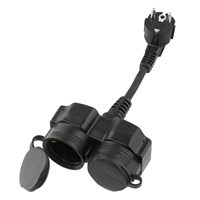 Cable de Extensión para Exteriores de 2 Vías y 2 cm de Longitud, IP44 Impermeable, para Uso con Computadora, 2 Tomas de Corriente