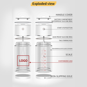 Portable Eco-Friendly Minimalist Double Wall Design Glass <b>Mug</b> Cleaning Brush Battery Powered Self-Mixing Heat Resistance Instant - Product Image 2