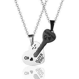 Collier Cœur pour Couples et Meilleurs Amis, Paire de Clés en Acier Inoxydable, Gravure Personnalisée, Bijoux Tendance Unisexe, Ne Ternit Pas - Product Image 4