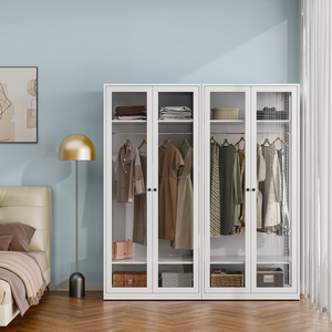 <span class=keywords><strong>Armario</strong></span> de acero ajustable con puerta abatible de cristal, <span class=keywords><strong>armario</strong></span> de dormitorio de metal para almacenamiento de tela, <span class=keywords><strong>armario</strong></span> moderno con cierres cómodos - Product Image 4