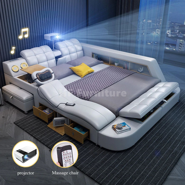 High Quality Modern Multifunction Electric Massage Bed With Music Usb Projector Smart Bed With Safe