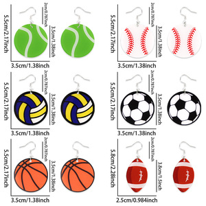 Boucles d'oreilles unisexe à thème sportif transfrontalier, motif <span class=keywords><strong>ballon</strong></span> de football et <span class=keywords><strong>rugby</strong></span>, pour jeux et décoration - Product Image 5