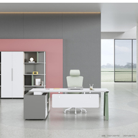 Bureau de direction en L moderne et luxueux en bois, avec tiroirs de rangement, design commercial écologique, facile à assembler