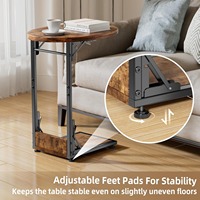 Table d'appoint pliante d'angle avec cadre métallique en forme de C, support TV, idéale pour canapé, salon, chevet, café, bureau, tables de loisirs Z-40