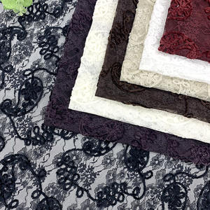 Tela de Encaje Bordada con Cordón de Terciopelo Borgoña Africano de Alta Calidad para Lencería, Vestidos y <span class=keywords><strong>Ropa</strong></span> <span class=keywords><strong>Interior</strong></span> - Product Image 3