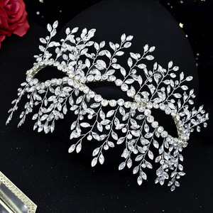 Serre-Têtes de Mariage Couronne Diadème en Cristal Faux Perles Strass Coiffe pour Demoiselles <span class=keywords><strong>d</strong></span>'<span class=keywords><strong>Honneur</strong></span> Fête de Mariage - Product Image 6