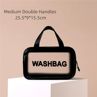 Pochette de toilette en PVC givré multicolore avec logo de marque personnalisé, fermeture à glissière, imperméable, portable, pour voyages en plein air, sac de rangement pour articles de toilette