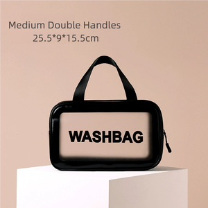 <span class=keywords><strong>Pochette</strong></span> de toilette transparente en PVC avec logo personnalisé, imperméable, portable, grande capacité, organisateur suspendu givré - Product Image 4