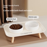 Snowspaws Gamelle Double Automatique en Céramique et Plastique pour Animaux de Compagnie, Protection de la Colonne Cervicale, Anti-éclaboussures, Anti-choc pour Chats et Chiens