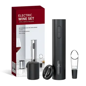 Coffret cadeau de luxe personnalisé en acier inoxydable brossé Ouvre-bouteille électrique automatique sans fil