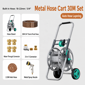 Carrello Avvolgitubo con Guida e Sistema di Riavvolgimento, Carrello Portatile in Metallo con Ruote Grandi <span class=keywords><strong>per</strong></span> Irrigazione Giardino e Prato - Product Image 5