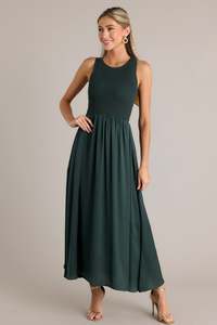 Personalizzato Oem modesto <span class=keywords><strong>donna</strong></span> nuova moda estiva chiesa O collo senza maniche a coste <span class=keywords><strong>verde</strong></span> abito lungo Midi <span class=keywords><strong>abbigliamento</strong></span> femminile - Product Image 3