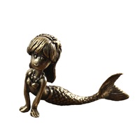Figurine rétro en laiton de la Petite Sirène - Décoration de table artisanale en cuivre vieilli pour l'achat en gros