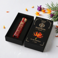 Emballage de thé parfumé au safran tube vide personnalisé en gros emballage de mini tube de verre avec couvercle en bambou et boîte-cadeau