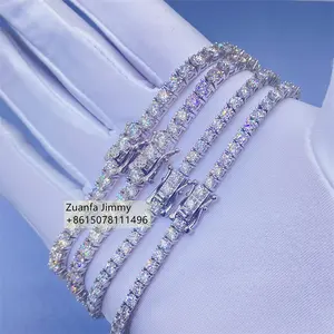 2mm 3mm 4mm 5mm 925 Sterling Silver Man Luxury Hip Hop Jewelry D Moissanite VVS1 Tennis Chain Bracelets