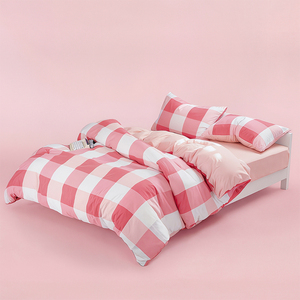 Nouvel ensemble de draps 3 pièces en fibre lavée à carreaux respirant 100 % polyester, housse de couette 4 pièces, ensemble de literie pour chambre à coucher, utilisation toutes saisons - Product Image 2