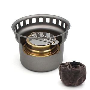 Réchaud portable en alliage d'aluminium coupe-vent avec base chauffante détachable pour camping, pique-nique, café, cuisson, barbecue - Product Image 2
