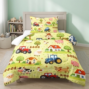Ensemble <span class=keywords><strong>de</strong></span> couette pour enfants avec motif <span class=keywords><strong>de</strong></span> tracteur agricole, couette simple avec taie d'oreiller - Product Image 5