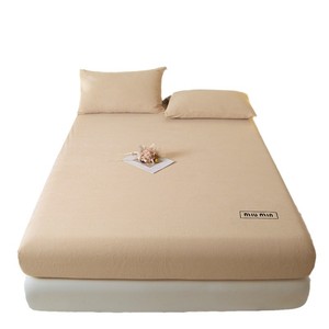 Warm Xi Shi Milk Fleece <b>Fitted</b> <b>Sheet</b> 1.8m Bed Thickened Mattress Cover Solid Color Autumn Winter Use - Product Image 2