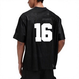 เสื้อเจอร์ซีย์ฟุตบอลทรงบ็อกซี่ ไซส์พลัส สำหรับทุกเพศ  ผ้าตาข่ายพรีเมียม พิมพ์ลายสกรีนที่คอเสื้อ  แฟชั่นสตรีทแวร์แบบสั่งทำได้ - Product Image 2